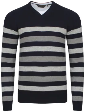 Breton V-neck stripe jumper in blue - Dissident