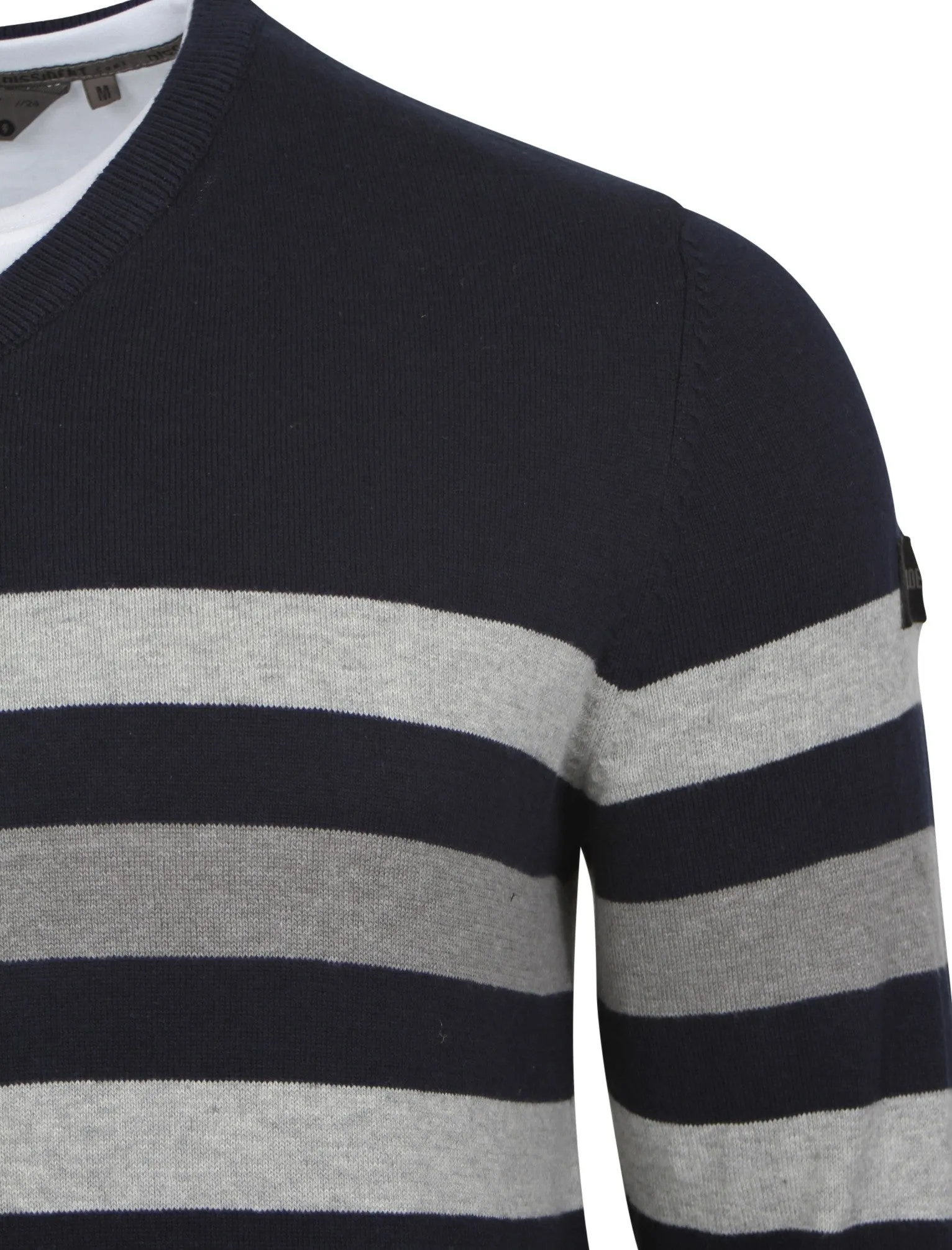 Breton V-neck stripe jumper in blue - Dissident