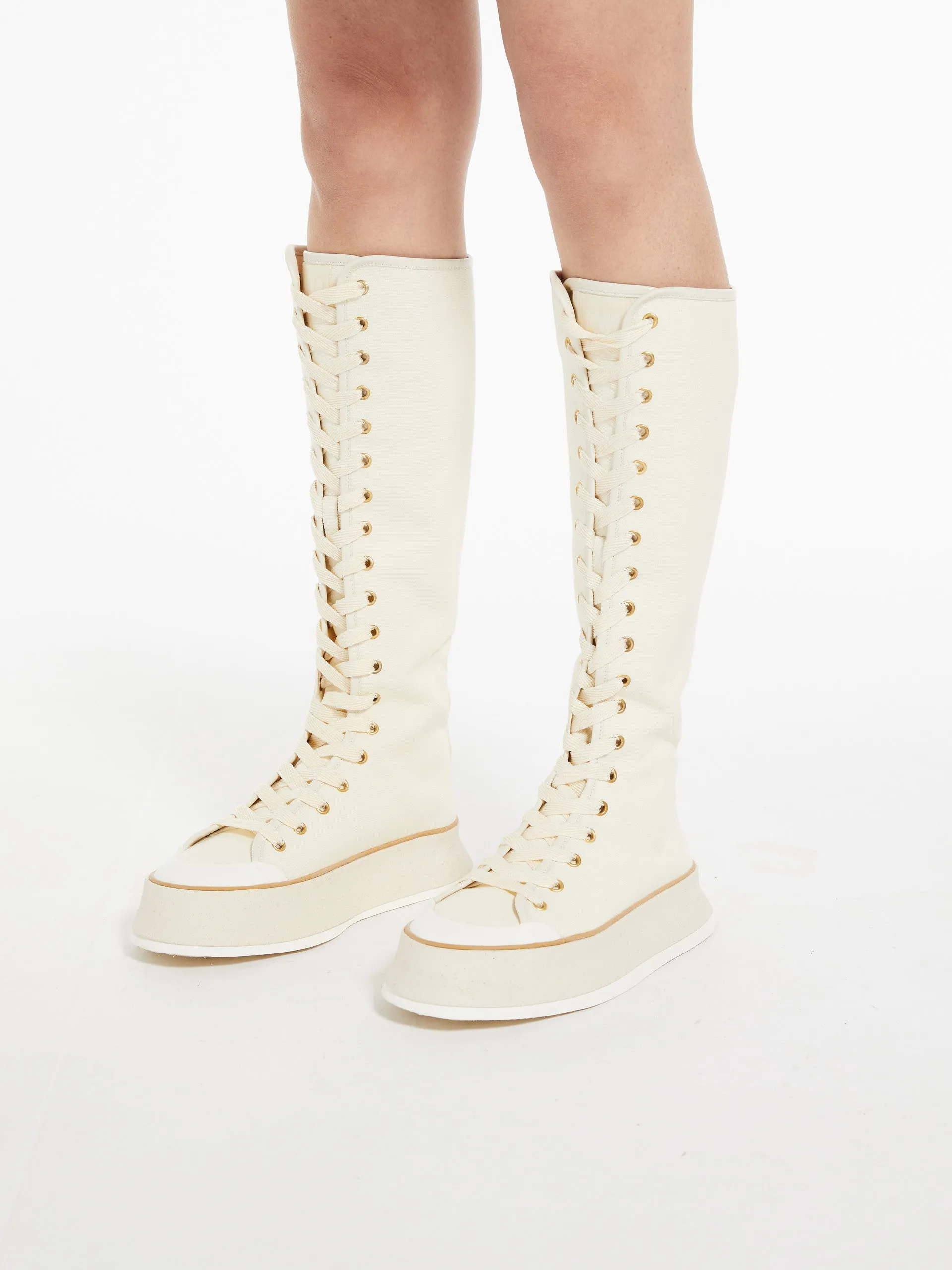 Canvas lace-up boots