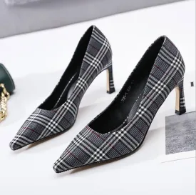 Cosy Fashion Check Point Toe High Heeled Women Heels