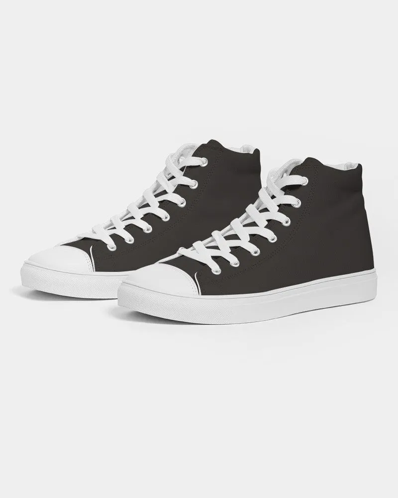 Deep Dark Brown Men's High-top Canvas Sneakers | Men's | Deep Dark Pale Pastel Brown | C60M60Y60K80