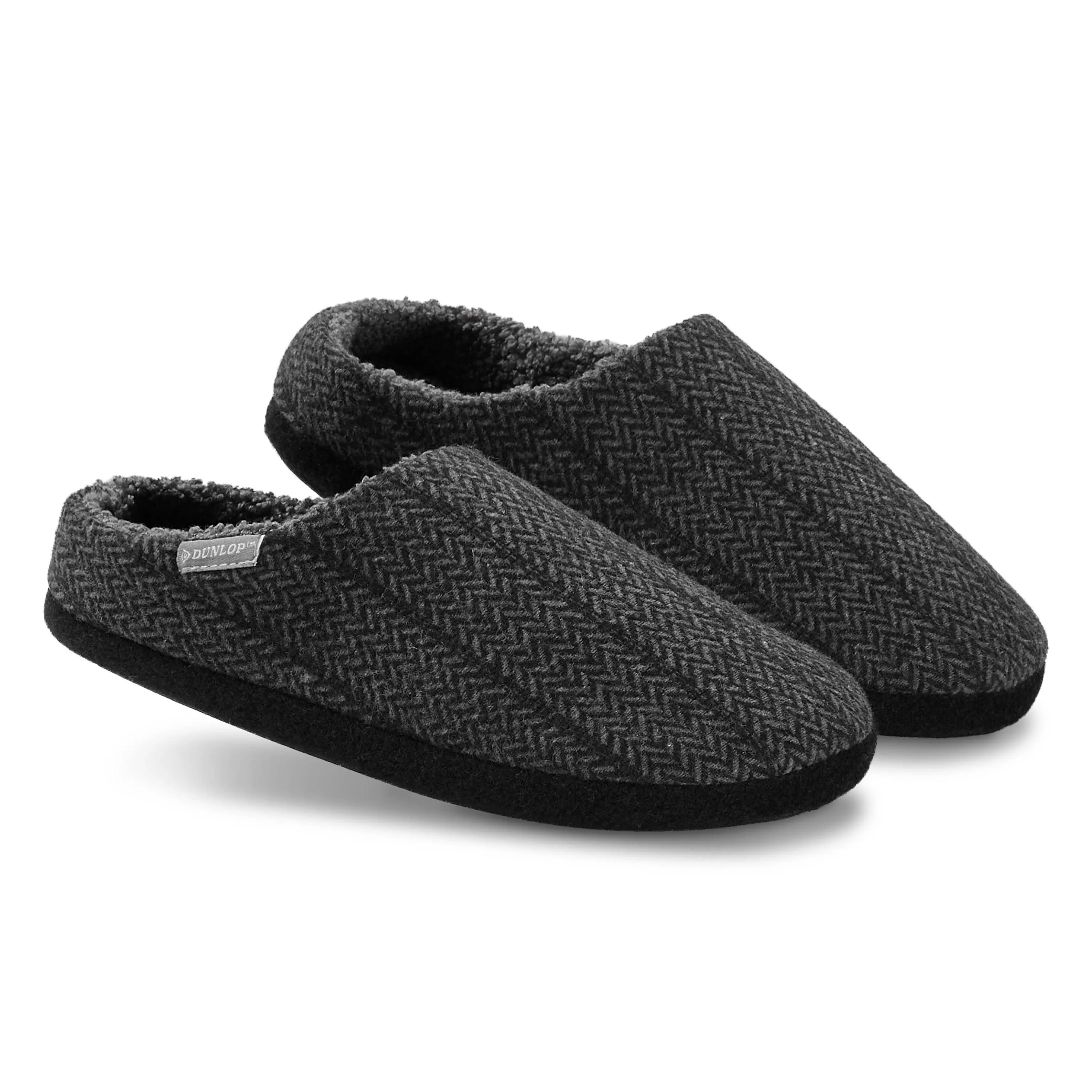 Dunlop Mens Slippers Open Back Memory Foam Fleece Lined Slipper Indoor Outdoor