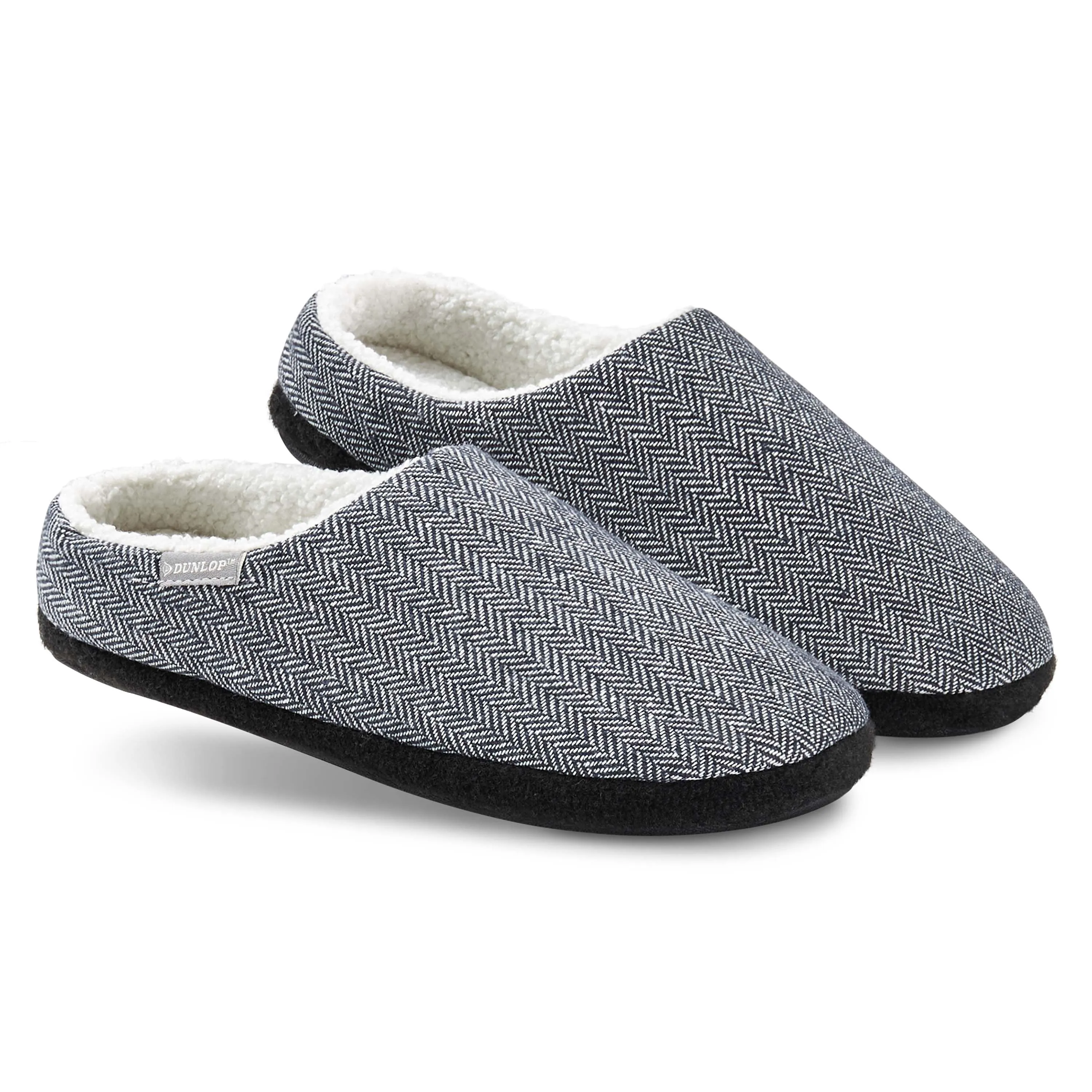 Dunlop Mens Slippers Open Back Memory Foam Fleece Lined Slipper Indoor Outdoor