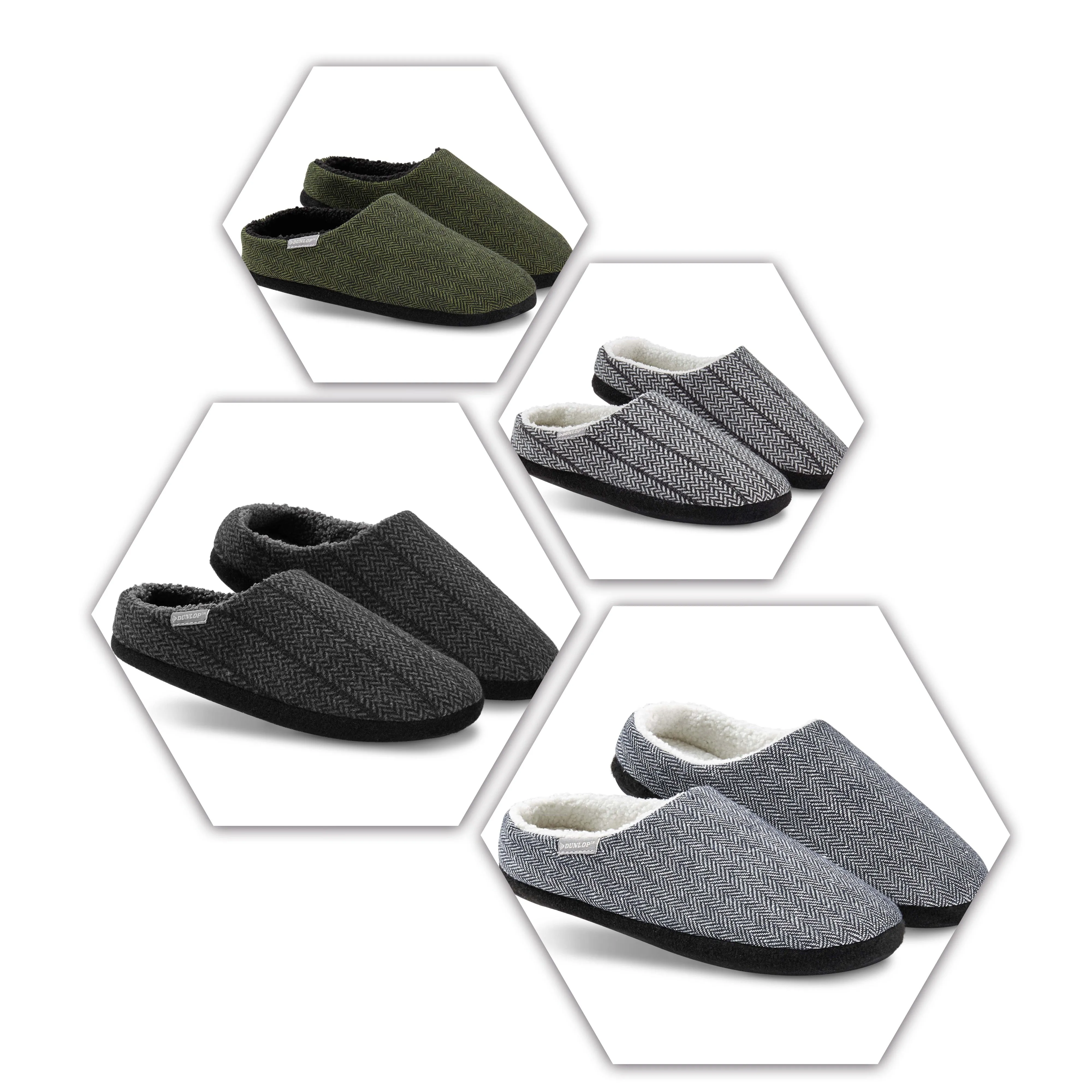 Dunlop Mens Slippers Open Back Memory Foam Fleece Lined Slipper Indoor Outdoor