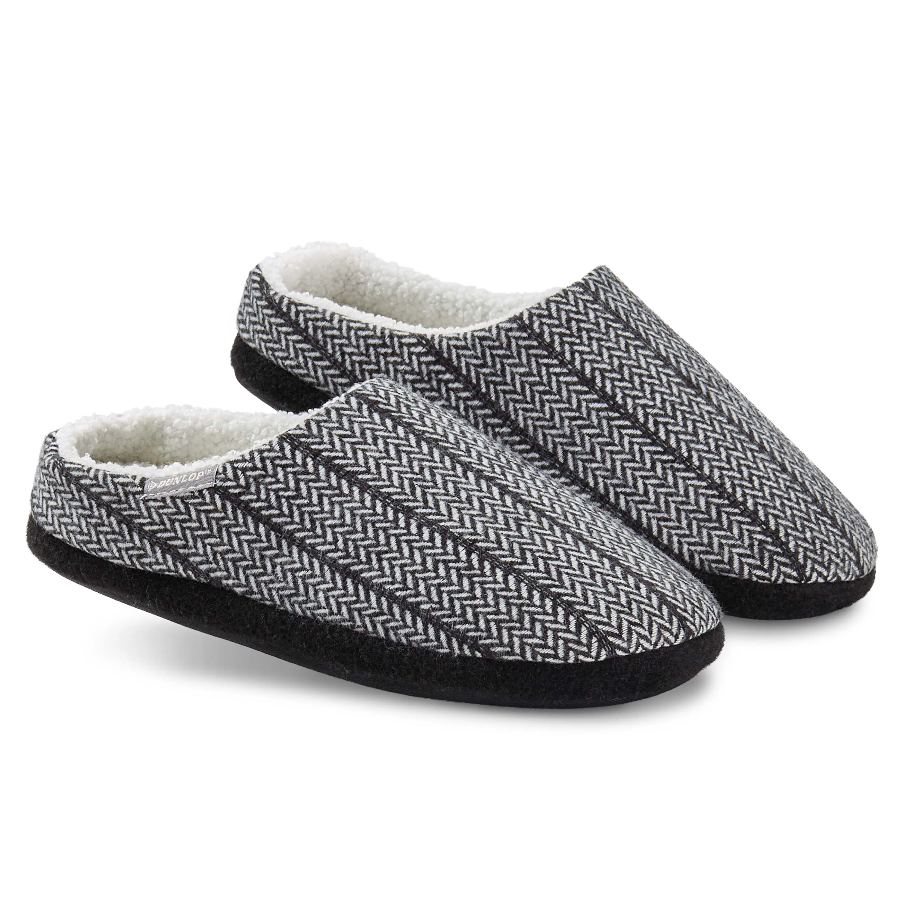 Dunlop Mens Slippers Open Back Memory Foam Fleece Lined Slipper Indoor Outdoor