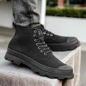 Fashion Business Men's Casual Shoes Lace Up Black Ankle Boots JOS0132-B