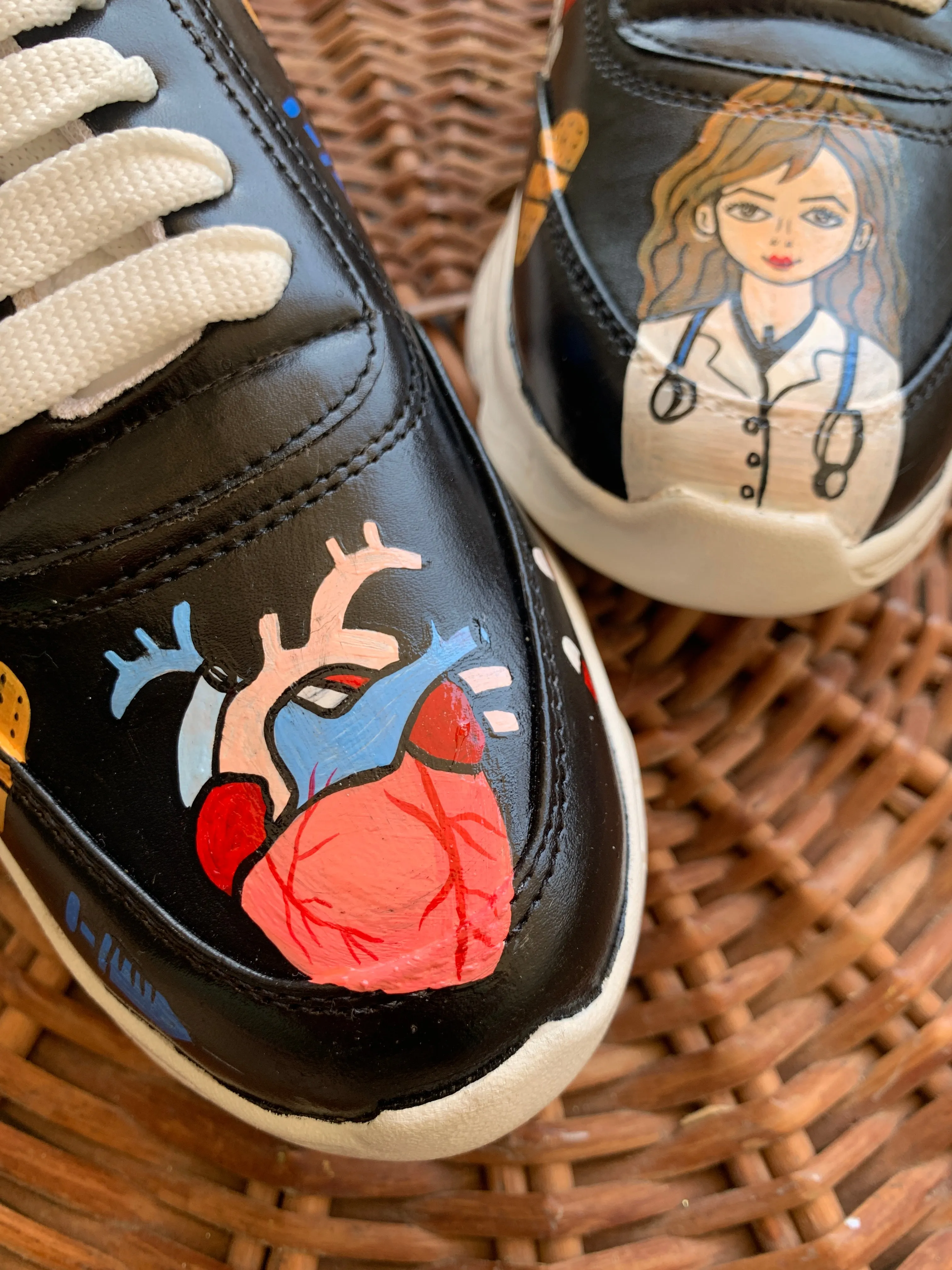 Funky N Trendy Doctor theme hand painted water resistant shoes/ sneakers / customized shoes / shoes for doctor