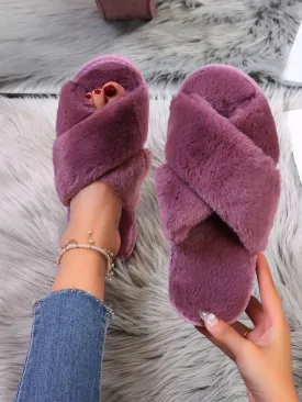 Fuzzy Criss Cross Bedroom Slippers