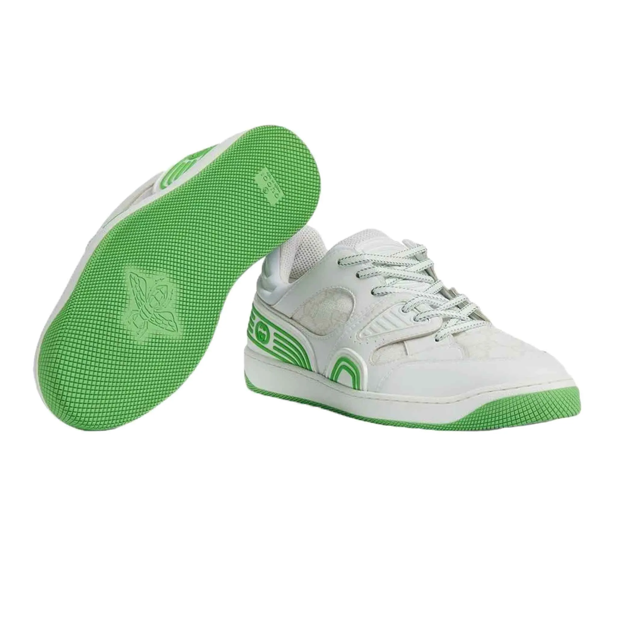 Gucci Baket Low-Top Sneakers in White/Green