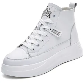 High-Top Leather Platform Sneakers