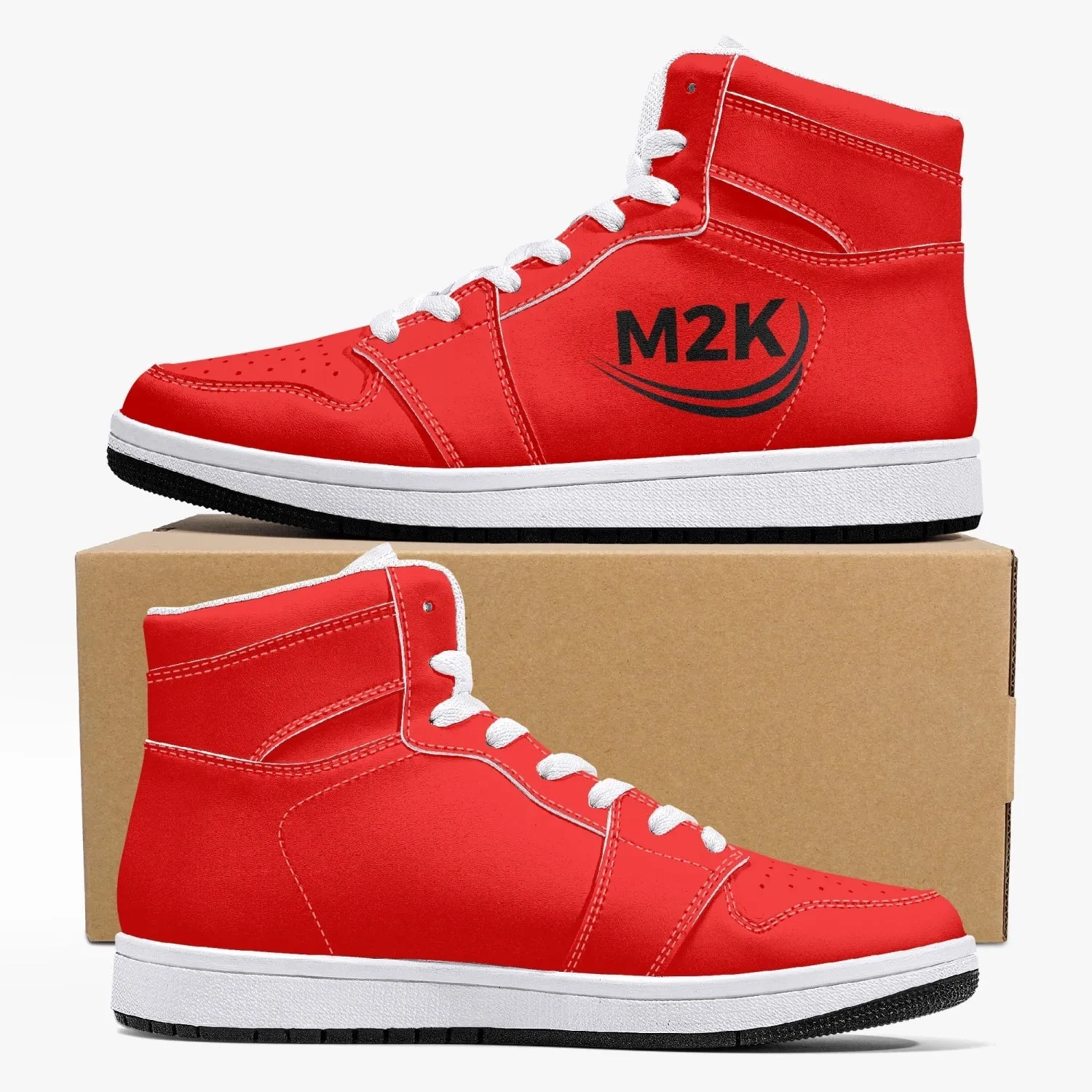 High-Top Leather Sneakers/shoes Red ( black or white bottom)