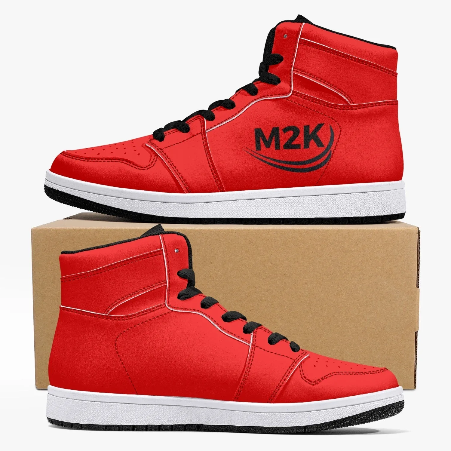 High-Top Leather Sneakers/shoes Red ( black or white bottom)