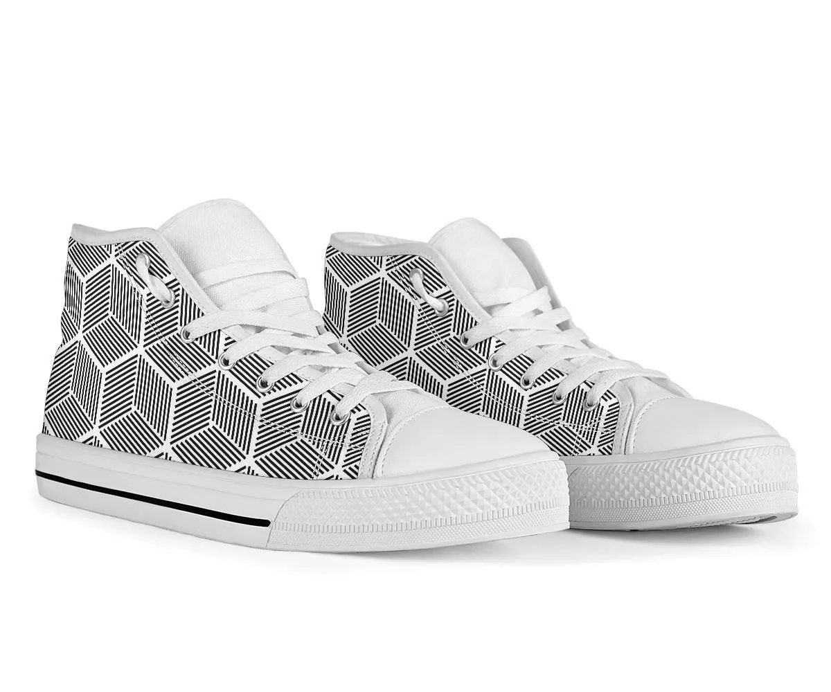 High Top Sneakers - Cubes | Custom High Top Shoes, Patterned High Top Sneakers, High Top Sneakers for Women, Unisex Shoes