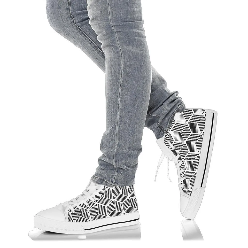 High Top Sneakers - Cubes | Custom High Top Shoes, Patterned High Top Sneakers, High Top Sneakers for Women, Unisex Shoes