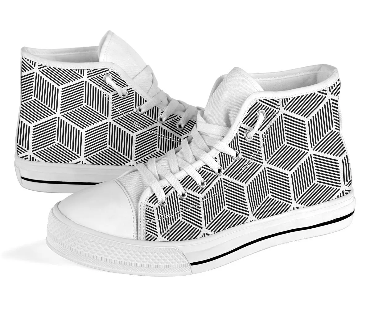 High Top Sneakers - Cubes | Custom High Top Shoes, Patterned High Top Sneakers, High Top Sneakers for Women, Unisex Shoes