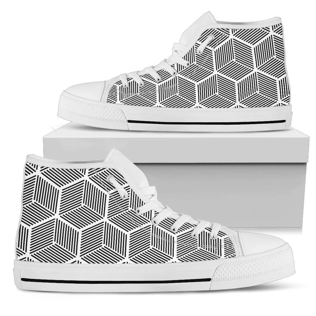 High Top Sneakers - Cubes | Custom High Top Shoes, Patterned High Top Sneakers, High Top Sneakers for Women, Unisex Shoes