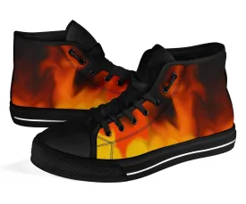 High Top Sneakers - Fire (Black) | Custom High Top Shoes, Patterned High Top Sneakers, High Top Sneakers for Women, Unisex Shoes