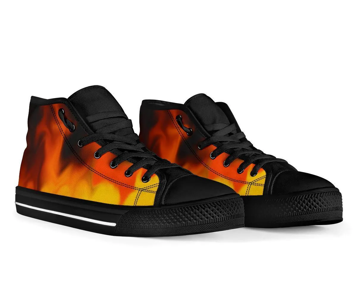 High Top Sneakers - Fire (Black) | Custom High Top Shoes, Patterned High Top Sneakers, High Top Sneakers for Women, Unisex Shoes