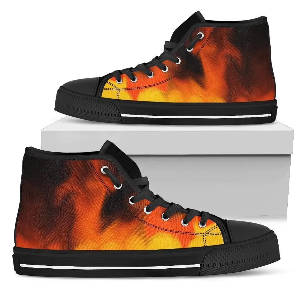 High Top Sneakers - Fire (Black) | Custom High Top Shoes, Patterned High Top Sneakers, High Top Sneakers for Women, Unisex Shoes