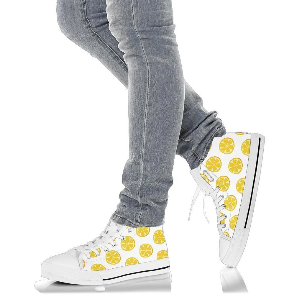 High Top Sneakers - Lemon Love | Custom High Top Shoes, Patterned High Top Sneakers, High Top Sneakers for Women, Unisex Shoes