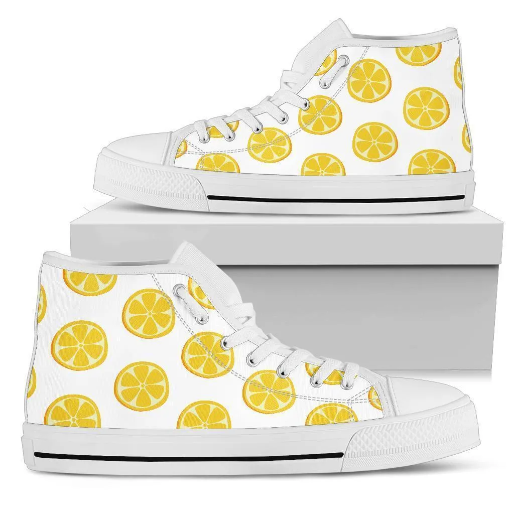 High Top Sneakers - Lemon Love | Custom High Top Shoes, Patterned High Top Sneakers, High Top Sneakers for Women, Unisex Shoes