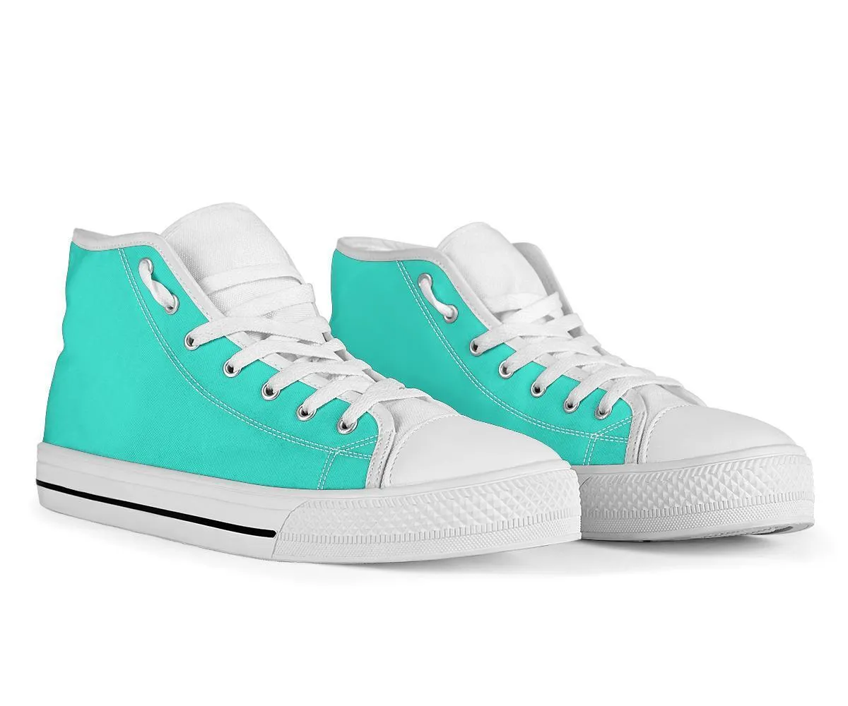 High Top Sneakers - Simply Turquoise | Custom High Top Shoes, Patterned High Top Sneakers, High Top Sneakers for Women, Unisex Shoes