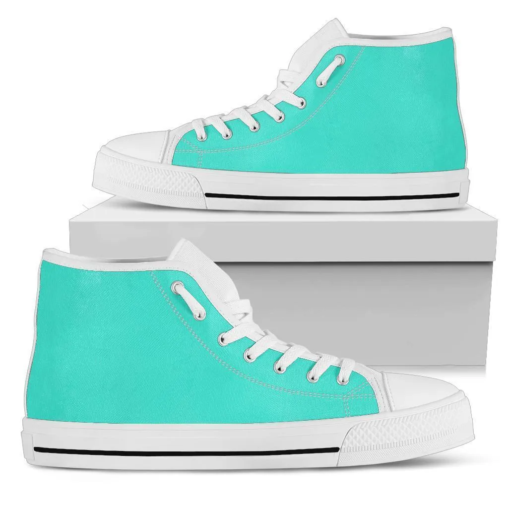 High Top Sneakers - Simply Turquoise | Custom High Top Shoes, Patterned High Top Sneakers, High Top Sneakers for Women, Unisex Shoes