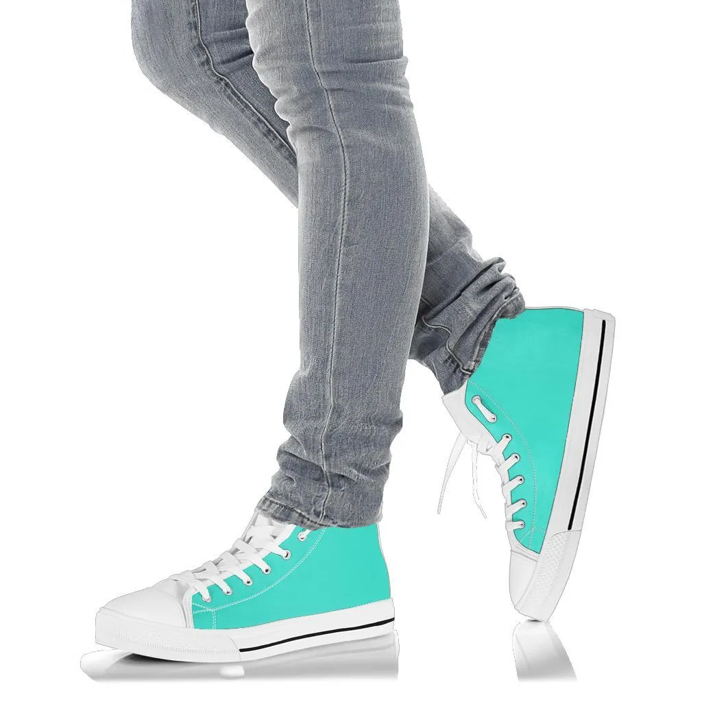 High Top Sneakers - Simply Turquoise | Custom High Top Shoes, Patterned High Top Sneakers, High Top Sneakers for Women, Unisex Shoes