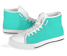 High Top Sneakers - Simply Turquoise | Custom High Top Shoes, Patterned High Top Sneakers, High Top Sneakers for Women, Unisex Shoes