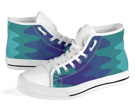 High Top Sneakers - Wavy Cool (White) | Custom High Top Shoes, Patterned High Top Sneakers, High Top Sneakers for Women, Unisex Shoes