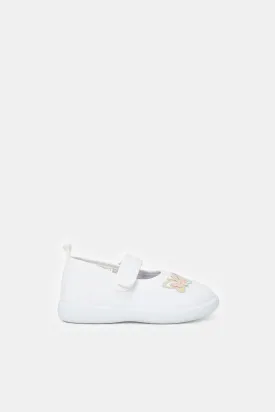 Infant Girls White Butterfly Pump