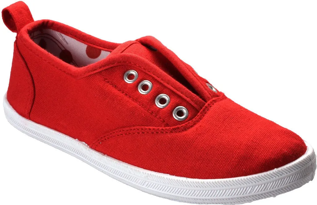 kids size 5-10 red canvas slip on sneakers Case of 18