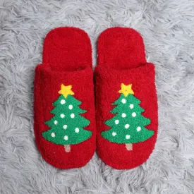 Ladies Plush Christmas Tree Slippers -Medium/Large