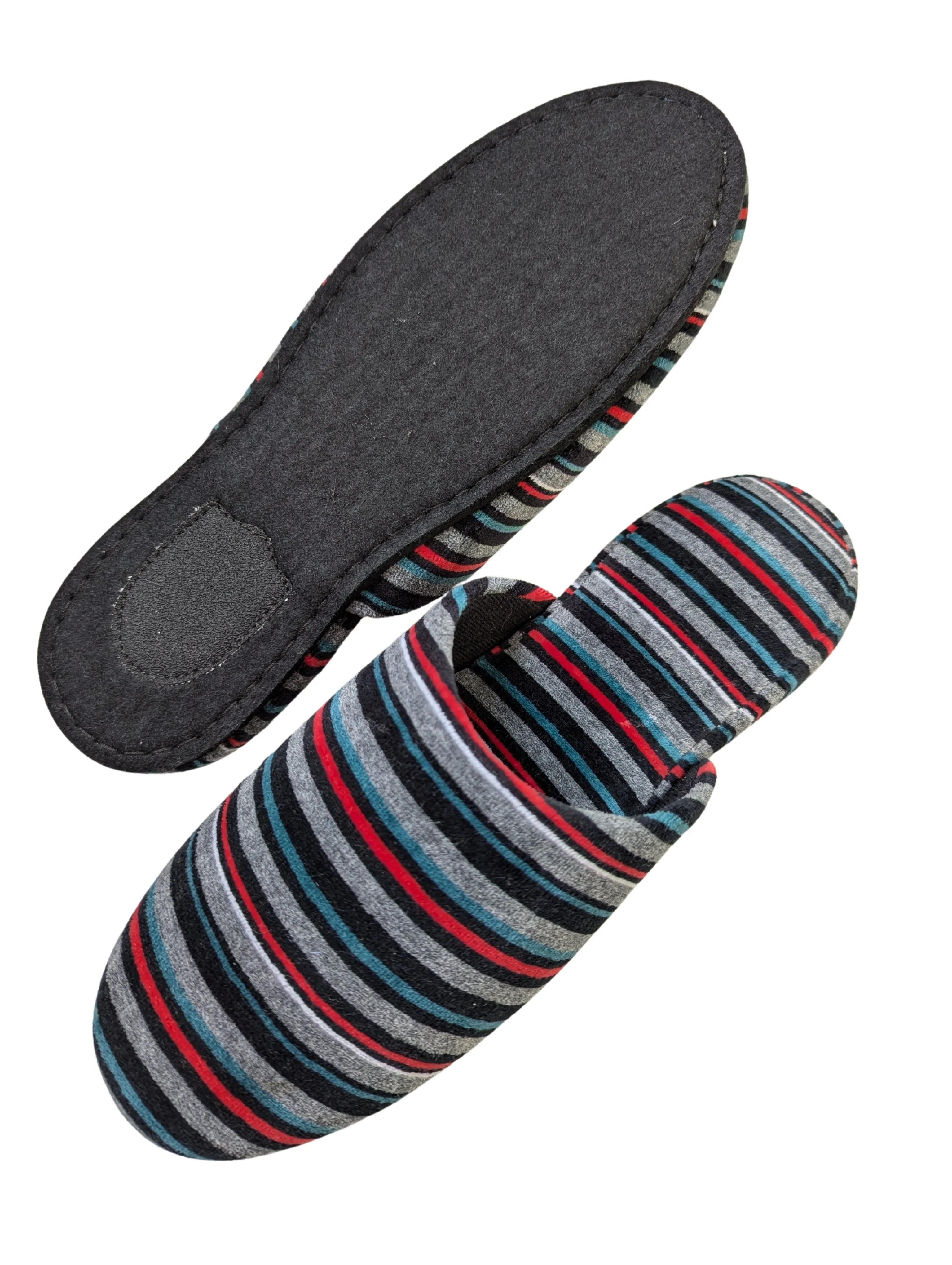 Large | Upcycled Brushed Stripe Slippers #01