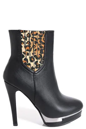 Leopard Print Ankle Boots in Black