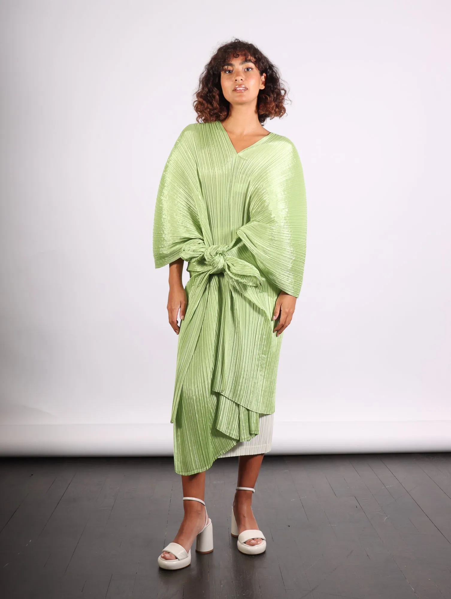 Madame T Stole in Pale Green by Pleats Please Issey Miyake