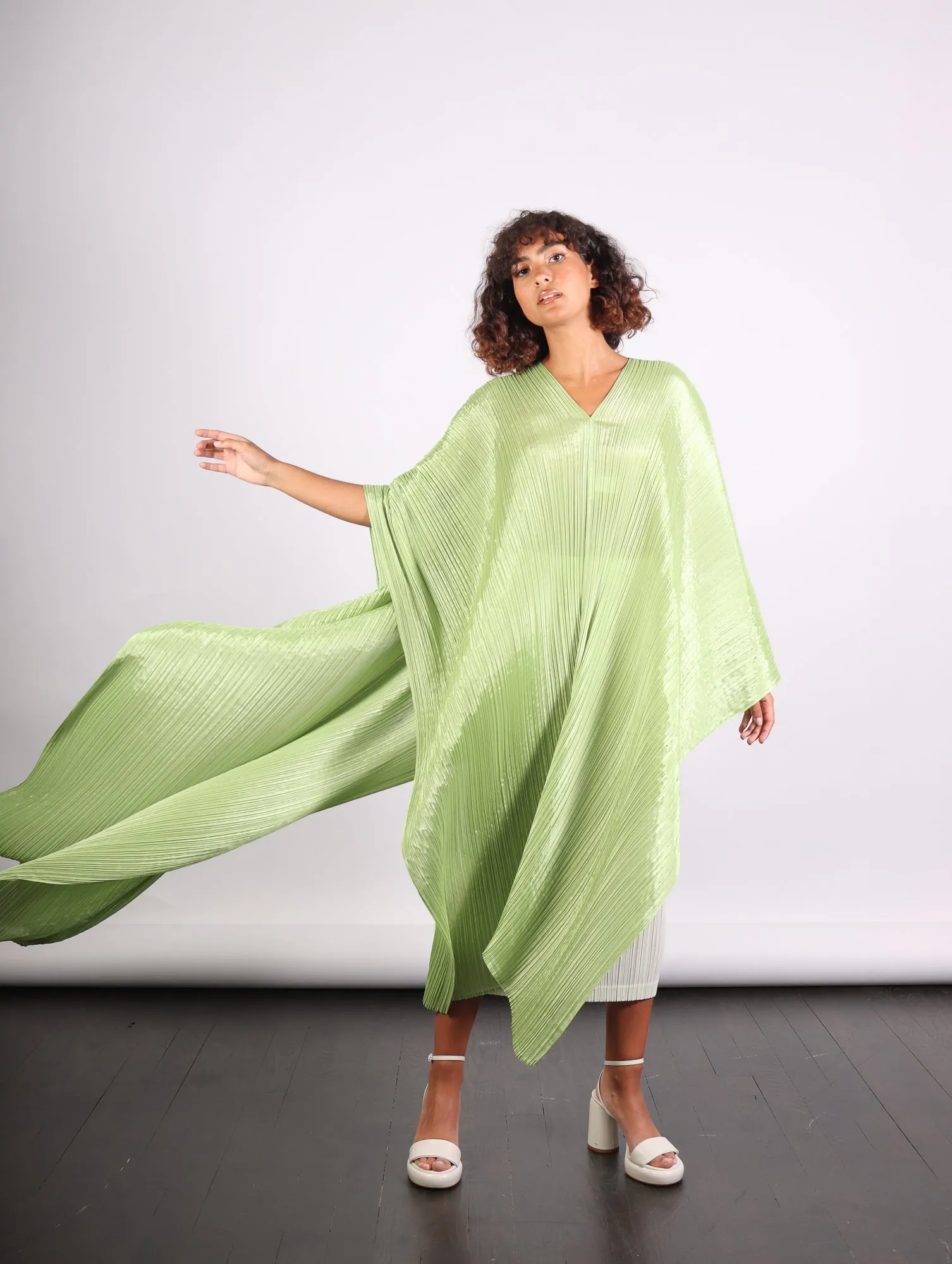 Madame T Stole in Pale Green by Pleats Please Issey Miyake