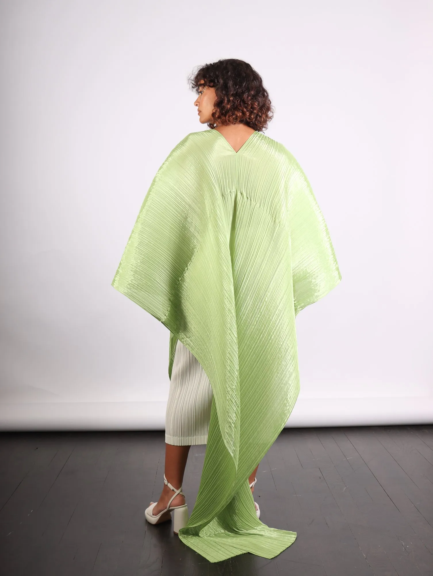 Madame T Stole in Pale Green by Pleats Please Issey Miyake