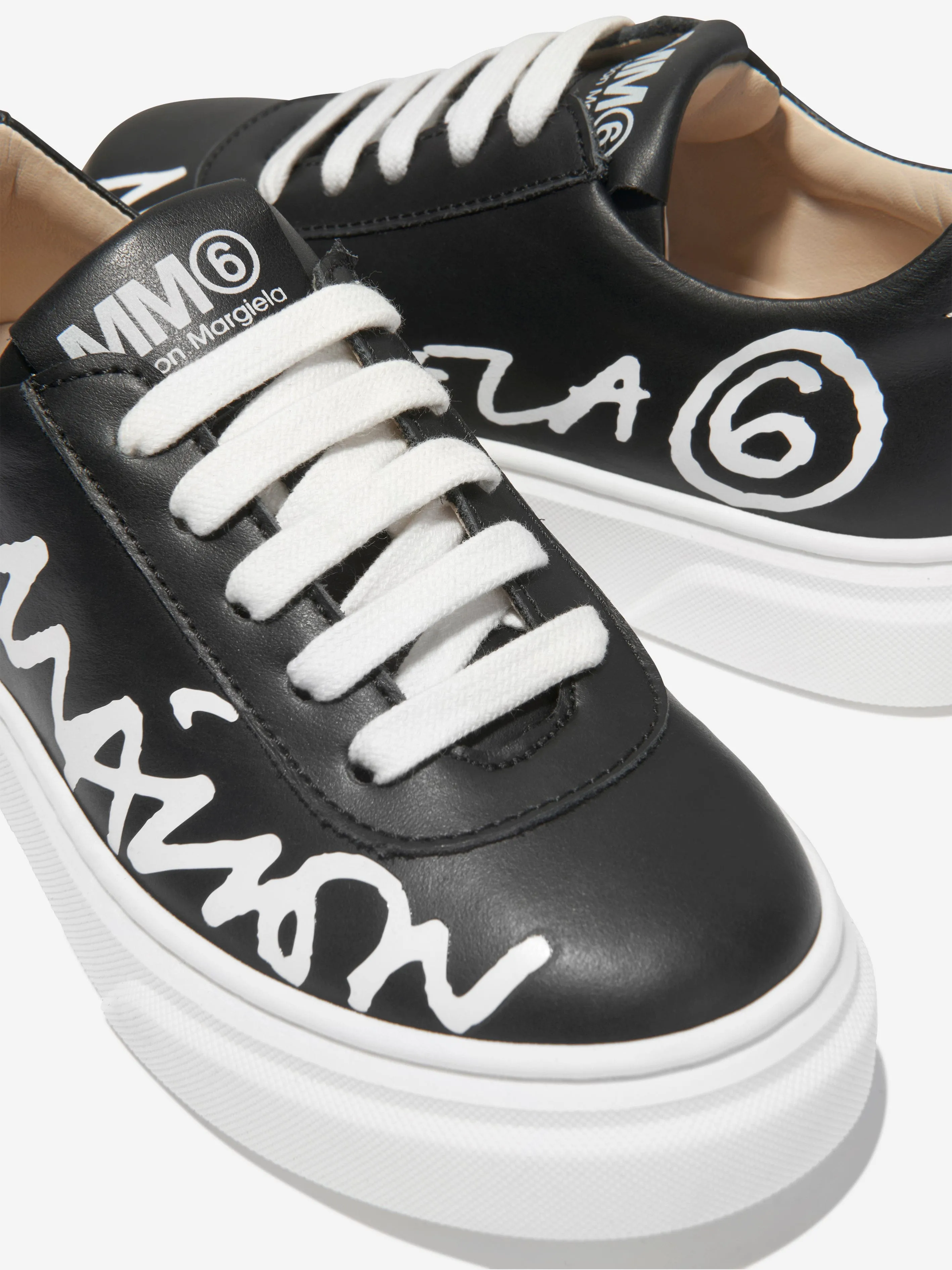 MM6 Maison Margiela Unisex Leather Logo Lace Up Trainers