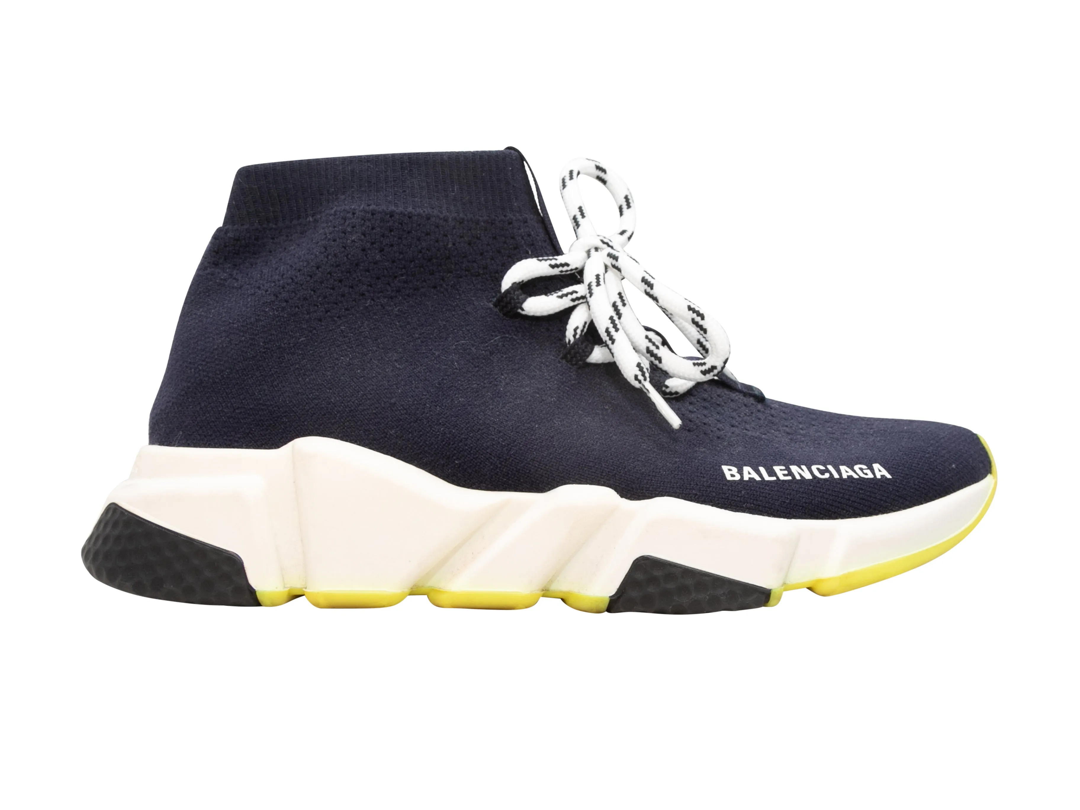 Navy & White Balenciaga High-Top Sock Sneakers Size 37