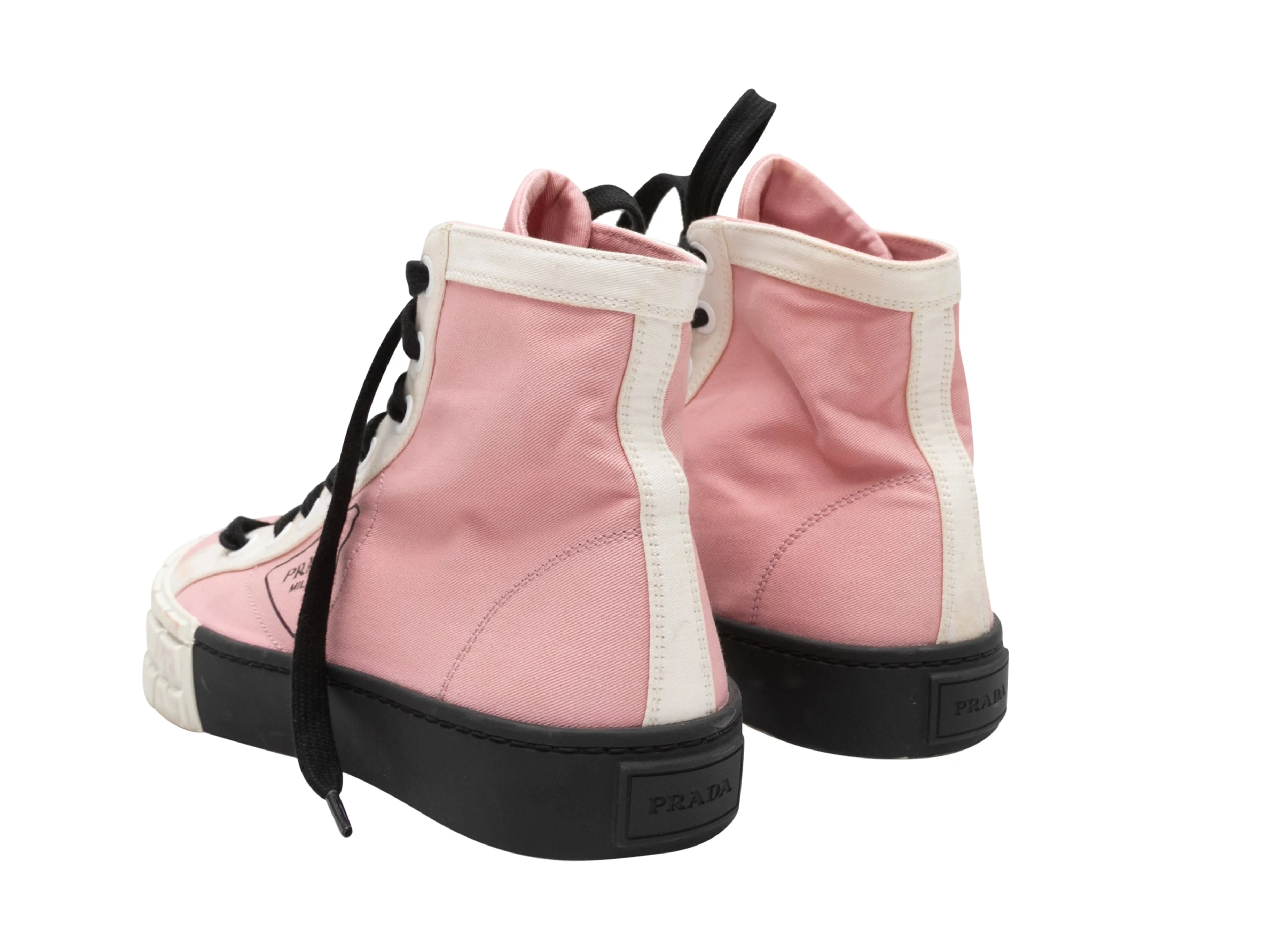 Pink & Multicolor Prada Nylon High-Top Sneakers Size 39.5