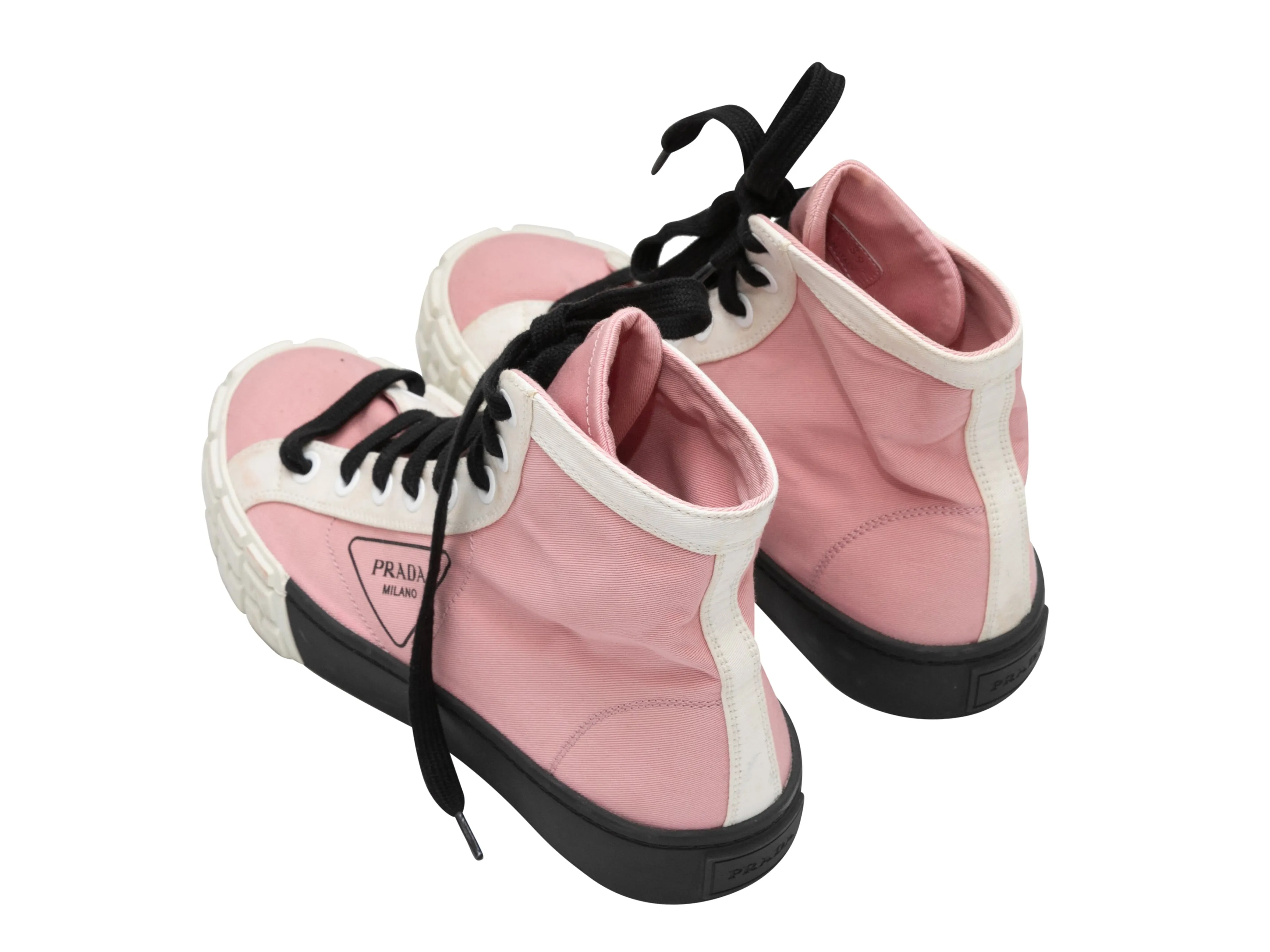 Pink & Multicolor Prada Nylon High-Top Sneakers Size 39.5