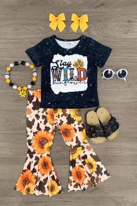 "Stay Wild Sunflower" Bell Bottom Set