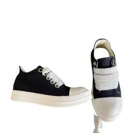 Rick Owens Black Canvas Low-Top Sneakers