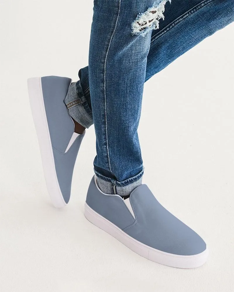 Shaded Pale Pastel Blue Gray Slip-On Canvas Sneakers | Men's | C30M15Y0K30