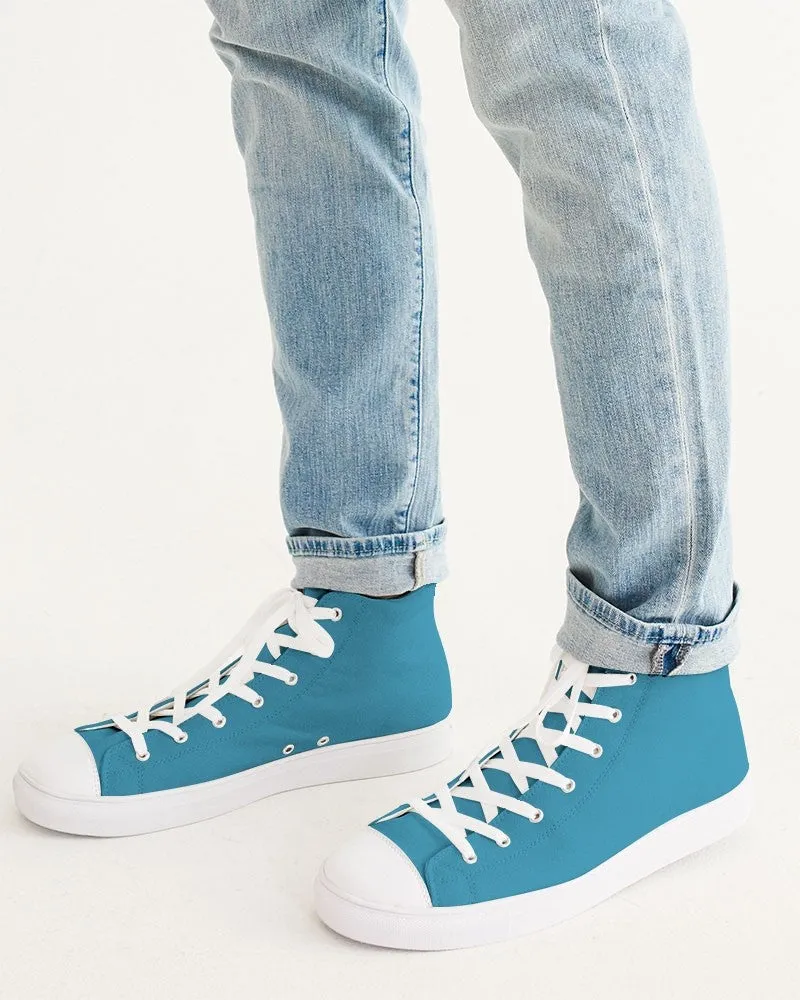 Shaded Pastel Cyan High-Top Canvas Sneakers | Men's | C60M0Y0K30