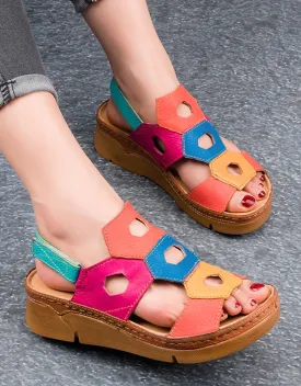 Summer Ethnic Colorful Leather Women's Sandals