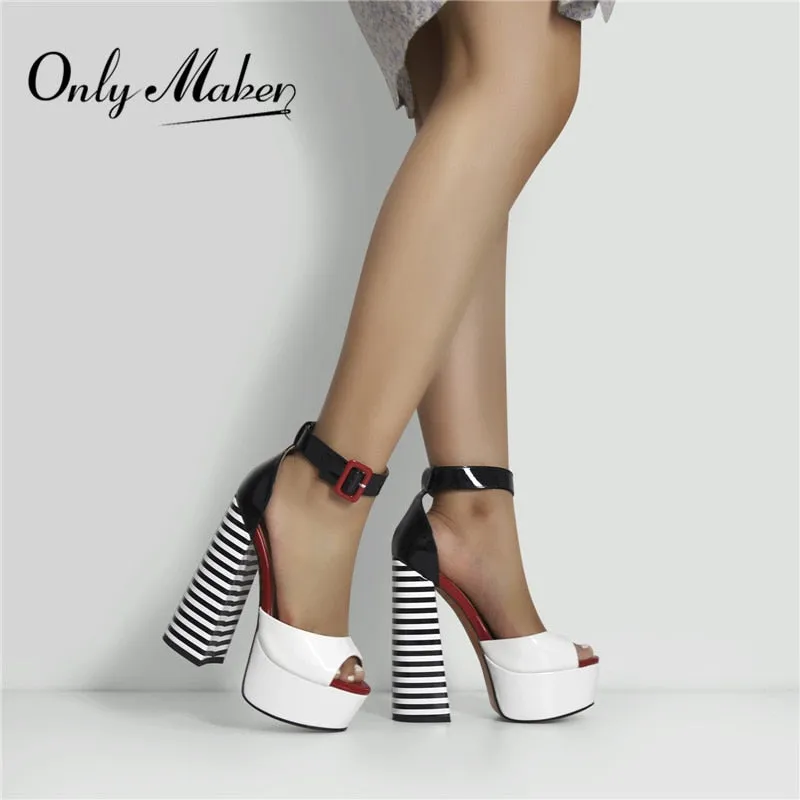 Women Sandals Platform Peep Toe Chunky Square Heel