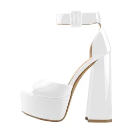 Women Sandals Platform Peep Toe Chunky Square Heel