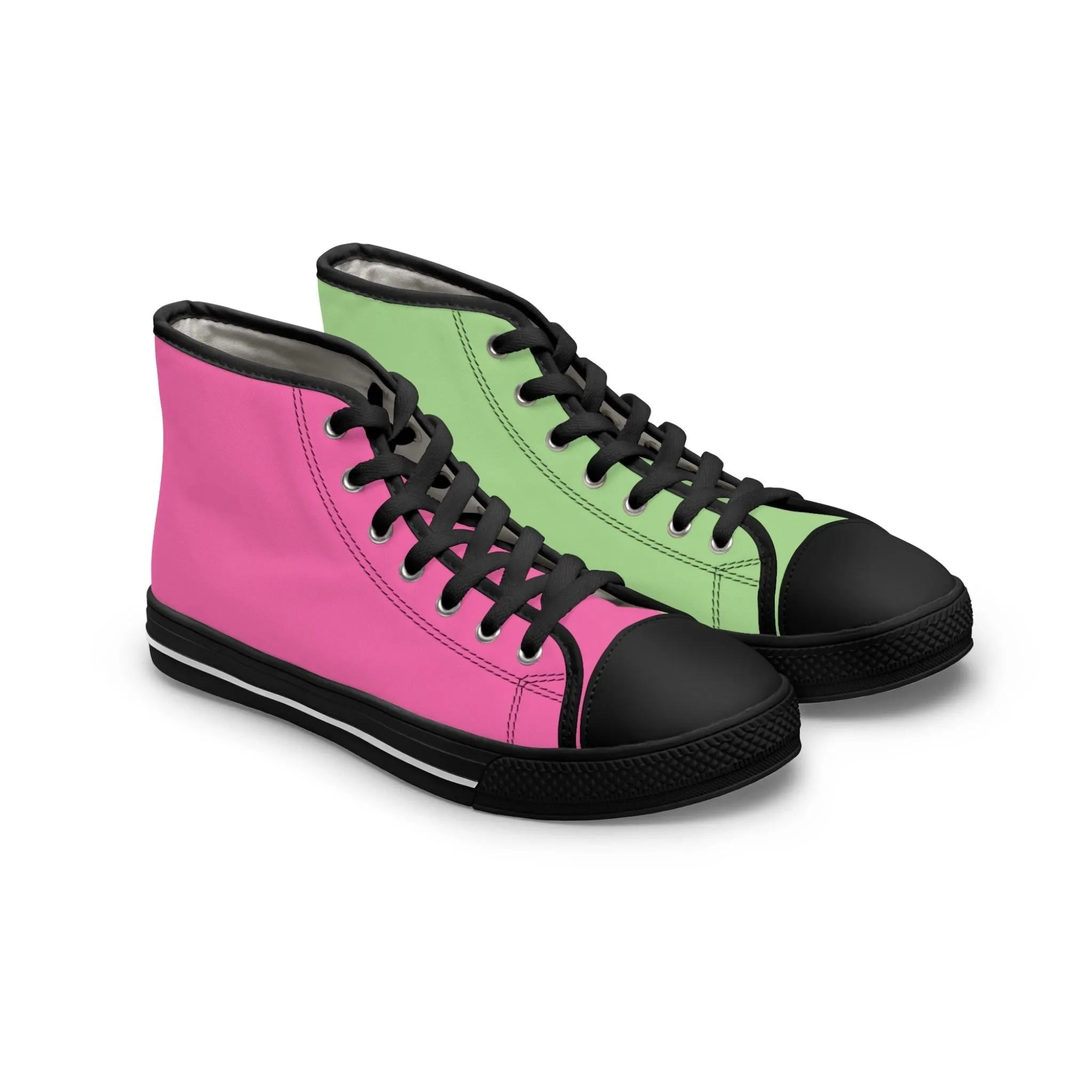 Women's Pink & Green Mismatched High Top Sneakers